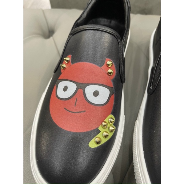 Giầy slipon  mặt quỷ thêu kèm Hộp - Giầy lười da nam thêu cao cấp