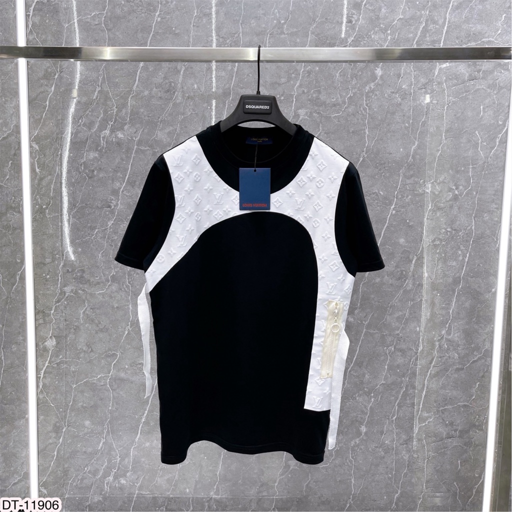 Áo Phông Nam Nữ Lv . Áo Thun Lv Phối Dây Họa Tiết Lv Dập Nổi Chất Cotton Mát Mịn Siêu Đẹp DT STORE MENWEAR