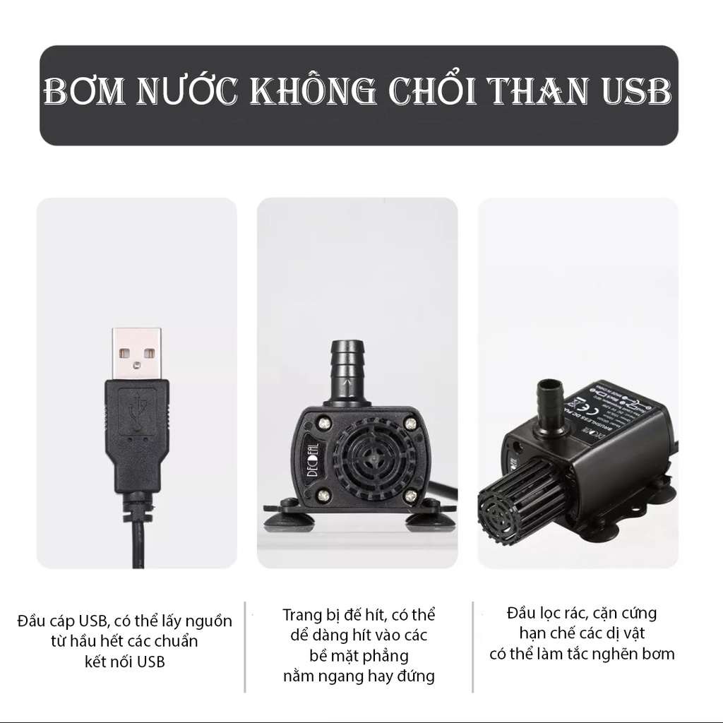 Máy Bơm Nước Mini Không Chổi Than dùng cổng USB 5V 1.2W