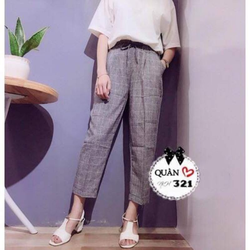 Quần nữ sọc kẻ caro , quần nữ 9 tấc vải mịn thoáng mát Hot nhất hiện nay