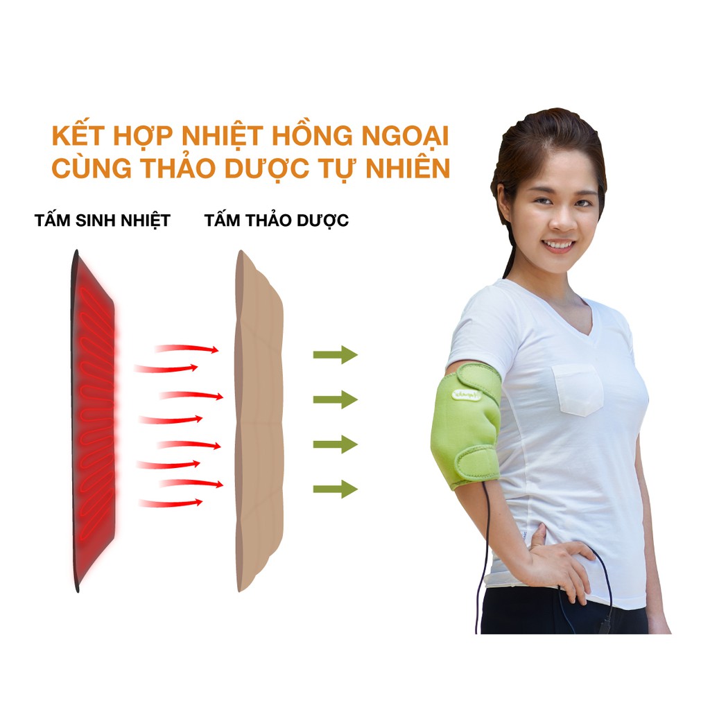 Đai Chườm Thảo Dược Tự Nhiên Khuỷu Tay Điện Làm Nóng Bằng Điện Giảm Đau Mỏi Khớp Tay HAPAKU