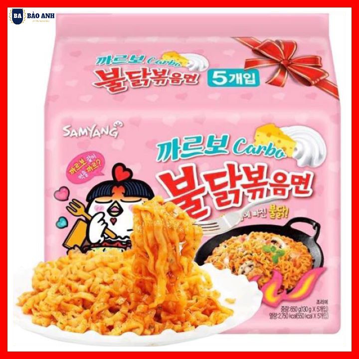 Lốc 5 gói Mì Samyang khô gà cay vị carbonara hồng (130gram) | BigBuy360 - bigbuy360.vn