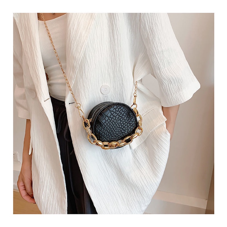 Túi xách tròn dây xích cao cấp túi đeo chéo mini da rắn túi đựng son