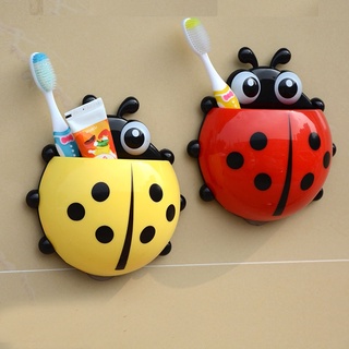 Giá treo để bàn chải, kem đánh răng hình con bọ rùa gắn tường - Giá hút chân không hình bọ cánh cứng nhiều màu
