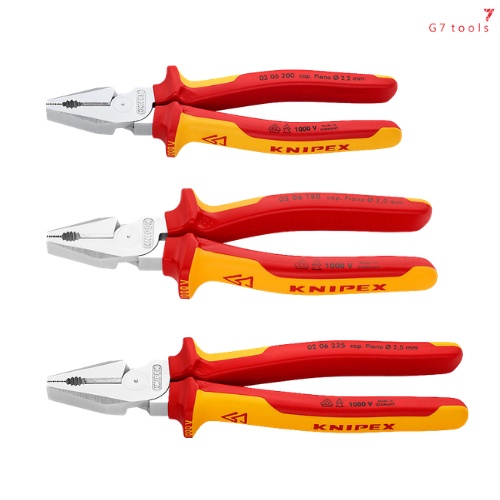 Kìm Knipex Đa Năng Lưỡi Cắt 63 HRC, Cách Điện 1000Volt - 02 06 180 / 02 06 200 / 02 06 225 _G7tools