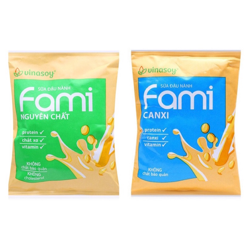 SỮA ĐẬU NÀNH FAMI NGUYÊN CHẤT/ CANXI VINASOY TÚI 200ML