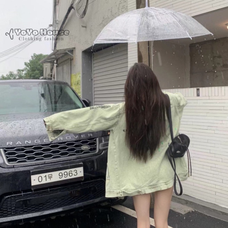 Áo khoác denim dài tay phong cách retro thời trang mùa thu 2022