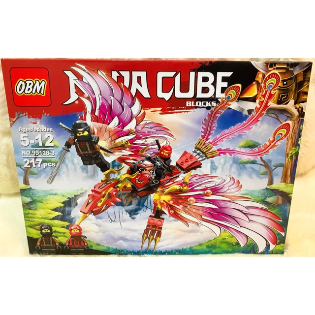 NINJAGO_Lego Ninja Cưỡi RỒNG ĐỎ ( 217 mảnh) + KAI Ninja Lửa + COLE Ninja Đất