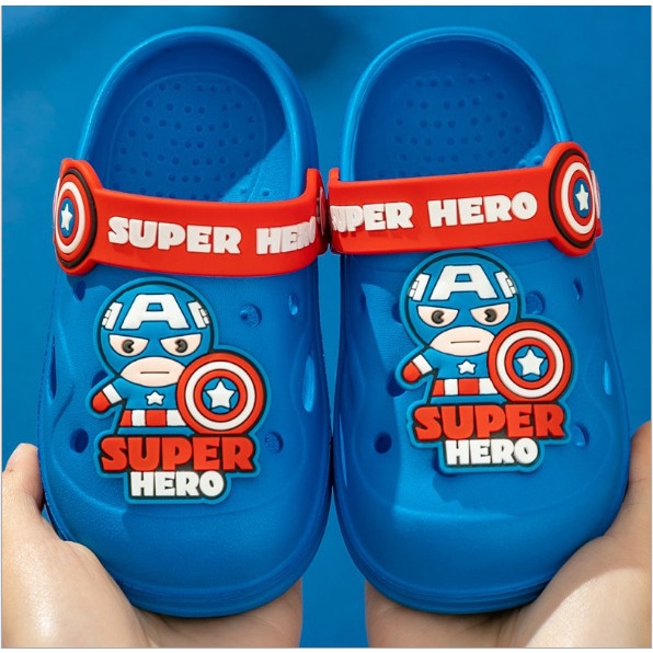 Dép sục Spiderman Captain America Elsa chống trượt chống trơn cho bé hình người nhện siêu nhân chân cảnh sát siêu ngầu