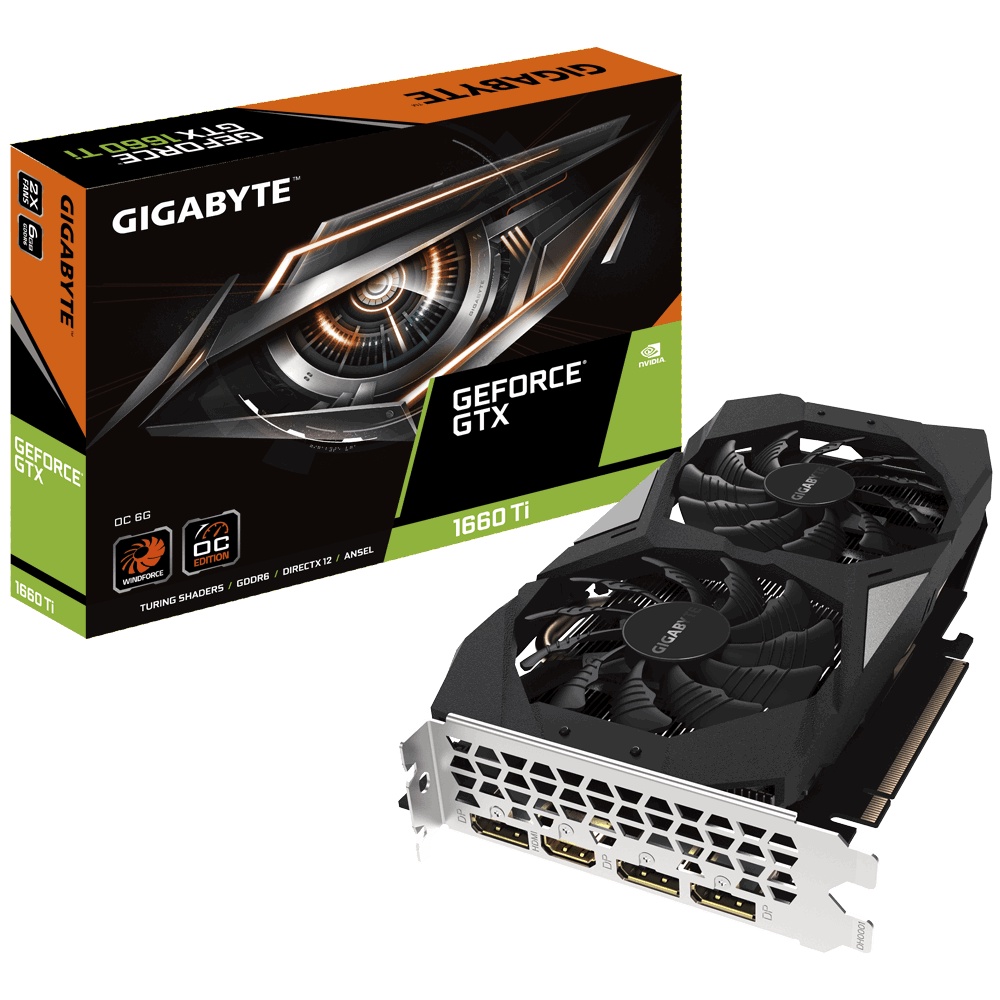 Card màn hình Gigabyte GeForce GTX 1660 Ti OC 6G (GV-N166TOC-6GD) - Bảo hành chính hãng 36 Tháng