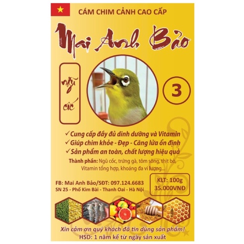 Cám Chim Vành khuyên-Mai Anh Bảo - Thức ăn cho chim | ThuCungMall.com