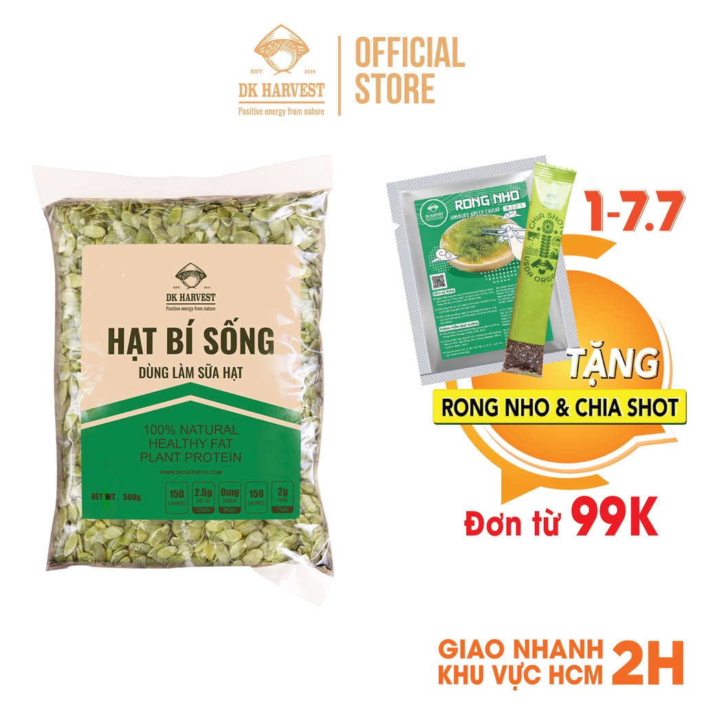 Hạt Bí Sống Dùng Làm Sữa DK Harvest nhập khẩu - Túi 500g