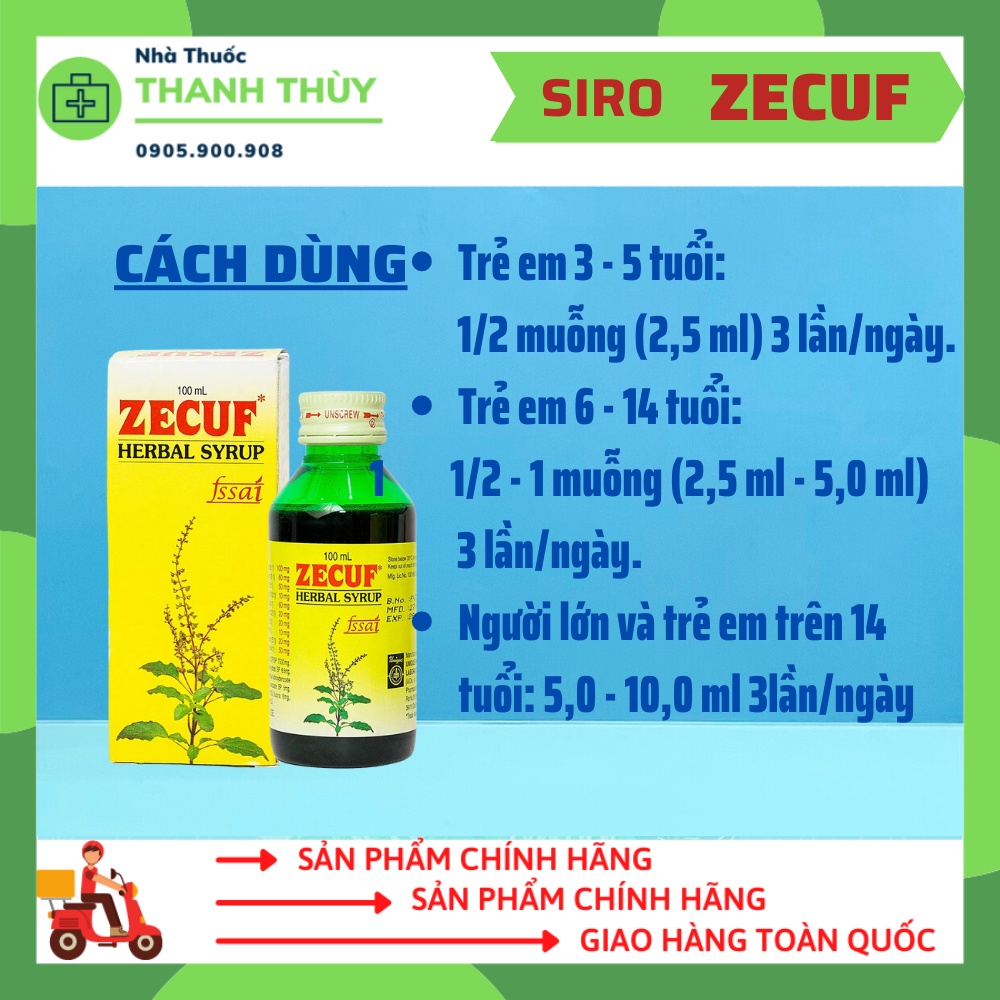 Siro Ho Thảo Dược Zecuf  Hỗ Trợ Giúp Bổ Phế, Giảm Ho, Làm Dịu Mát Cổ Họng Và Làm Giảm Cảm Giác Khó Chịu