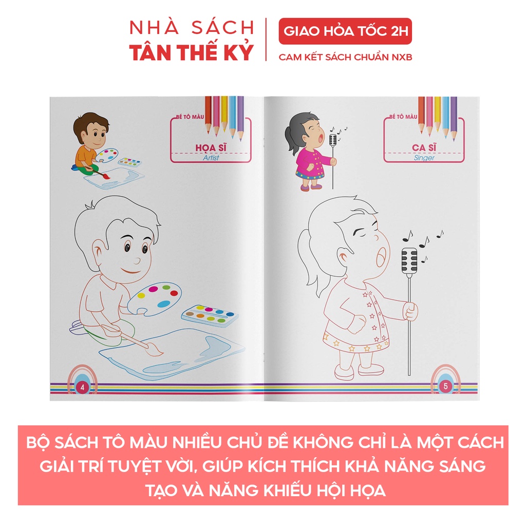 Sách - Bé tô màu theo chủ đề song ngữ Anh Việt phát triển khả năng sáng tạo cho bé (Lẻ cuốn)