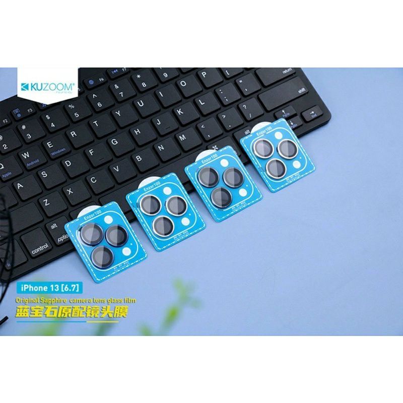 [ xanh rêu ] Bộ 3 dán mắt camera Kuzoom cho iPhone 13 Mini, 13, 13 Pro, 13 Pro max bảo vệ từng mắt camera chính hãng