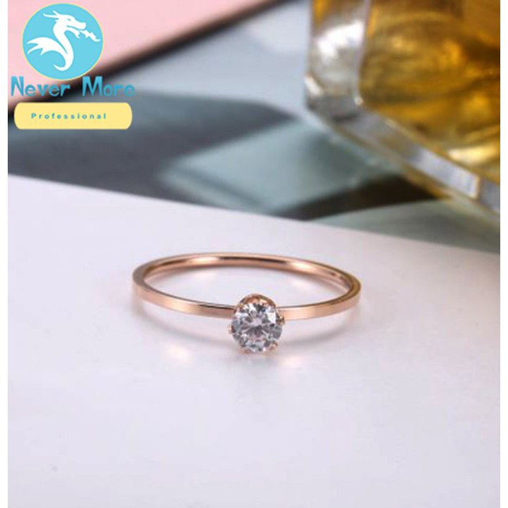 NHẪN NỮ TITAN 1 HỘT ĐÁ NHỎ QUÁ XINH MÀU HỒNG TC005 siêu đẹp, bền màu - tặng hộp đựng xinh xắn