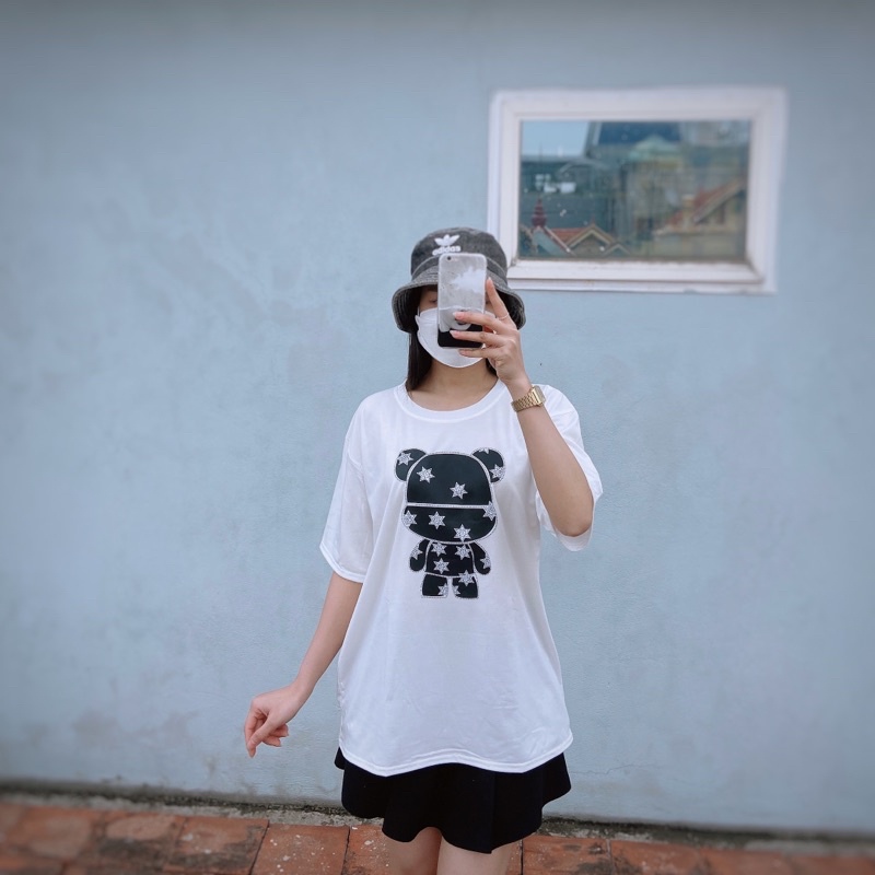 Áo thun tay ngắn dáng rộng tay lỡ Áo phông nữ in người máy