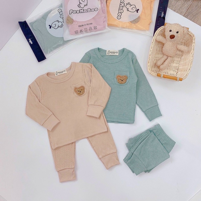 Bộ len gân tăm Pekapoo túi gấu xù