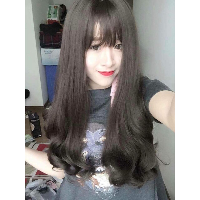 Tóc giả nguyên đầu xoăn lửng 50cm FREESHIP cả đầu 1574