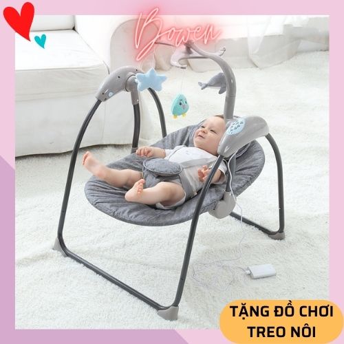 Nôi Rung ( + Tặng Kèm Đồ Chơi Treo Nôi) - Nôi Đung Đưa Cao Cấp Chạy Bằng Điện Điều Khiển Từ Xa