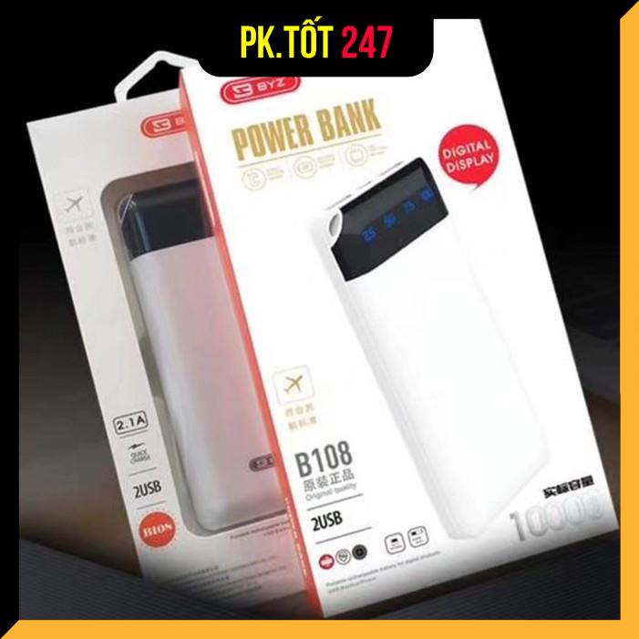 Sạc Dự Phòng, Pin Dự Phòng 10000Mah BYZ B108 Chính Hãng 2 Cổng Ra Có Màn Hình Led Hiển Thị [ BH 6 Tháng]