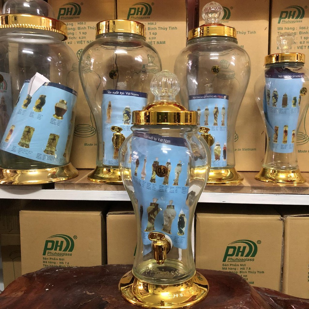 BÌNH NGÂM RƯỢU THỦY TINH CAO CÂP  3 Lít  SX TẠI VIỆT NAM - THỦY TINH BẮC HẢI