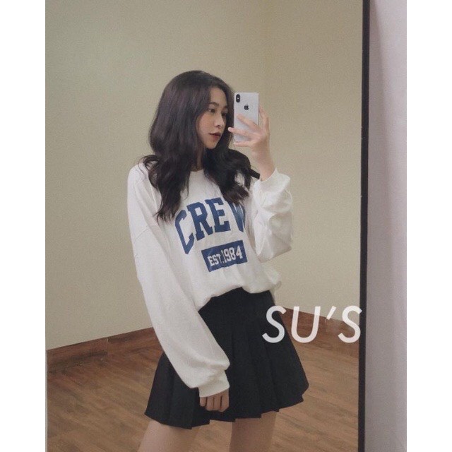 Áo thun nữ cổ tròn tay dài CREW 1984 form rộng unisex - Lyza Store | BigBuy360 - bigbuy360.vn