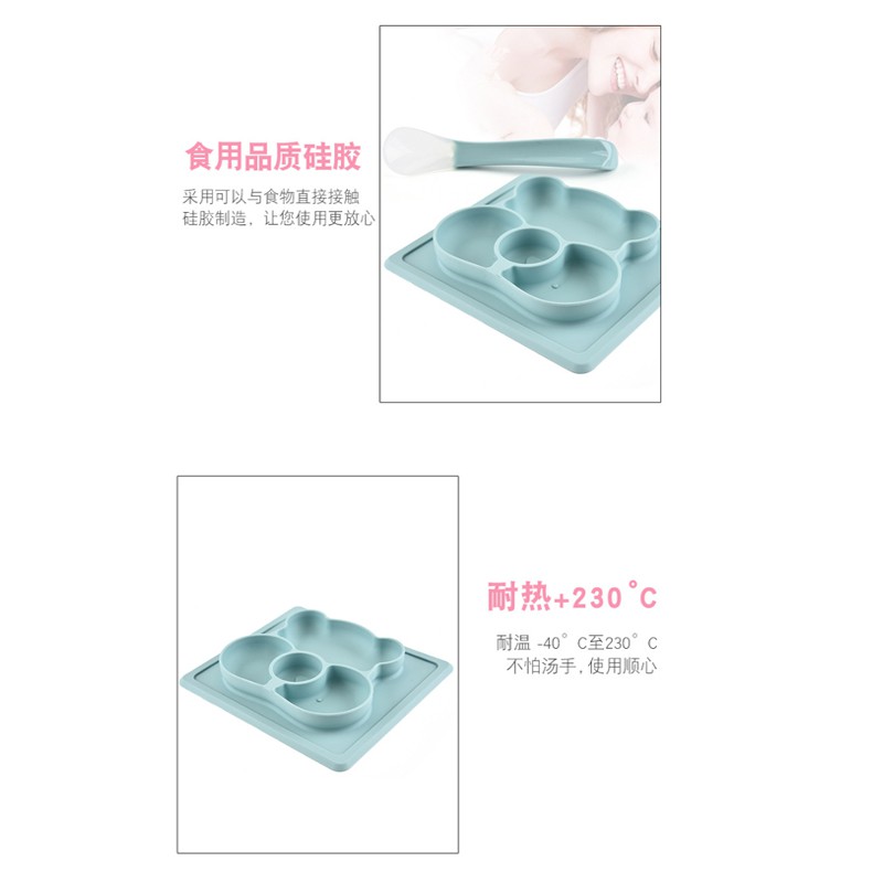 Khay Đựng Thức Ăn Bằng Silicone Chia Ngăn Tiện Dụng Dành Cho Trẻ Nhỏ