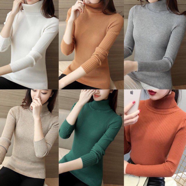 Áo LEN TĂM cổ lọ tay dài thời trang thu đông nhiều màu tùy chọn cho nữ