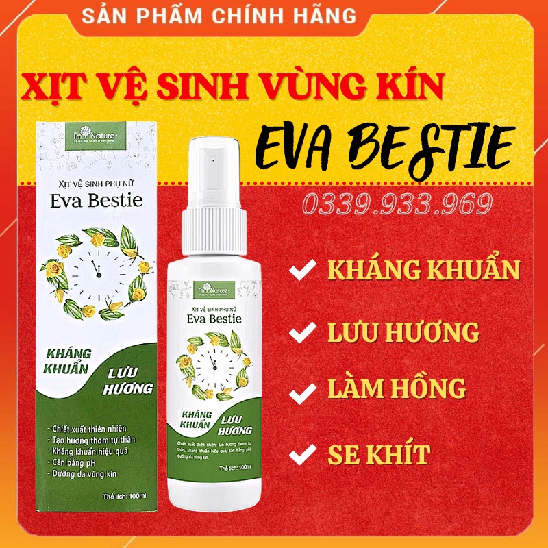 Xịt Vệ Sinh Phụ Nữ Eva Bestie I'm Nature - Kháng Khuẩn, Khử Mùi Vùng Kín, Lưu Hương Quyến Rũ 100ml