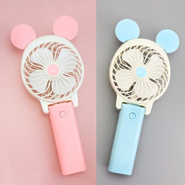 Quạt cầm tay và gấp tai thỏ ( kèm pin và dây xạc)