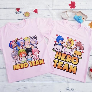 XA KHO -  Áo thun bé gái Hero team màu hồng / có size cho trẻ em