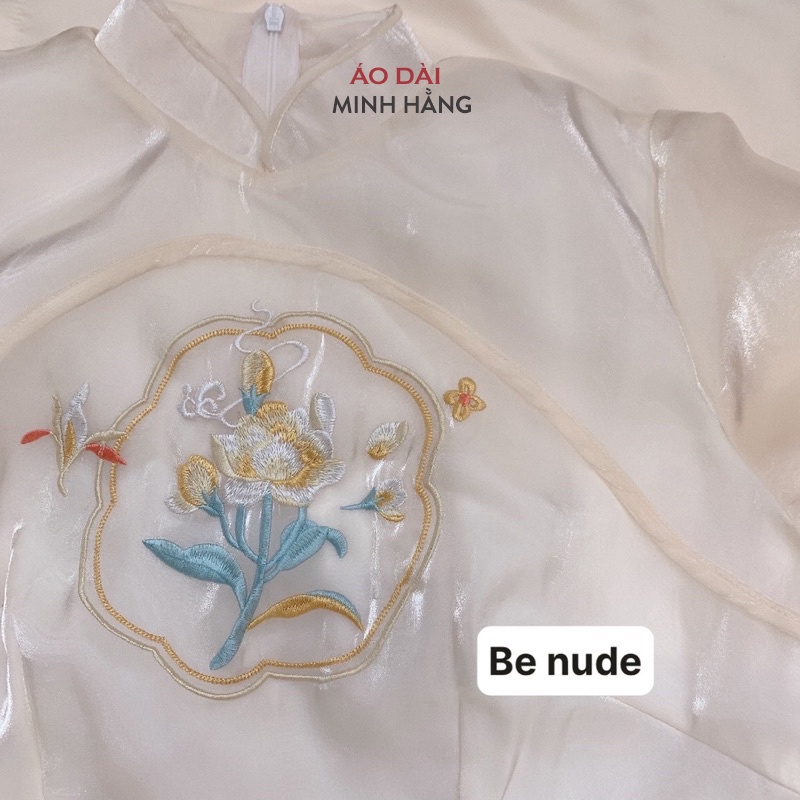 Set áo dài cách tân nữ 2022 thêu tay nhẹ nhàng_Áo Dài Minh Hằng