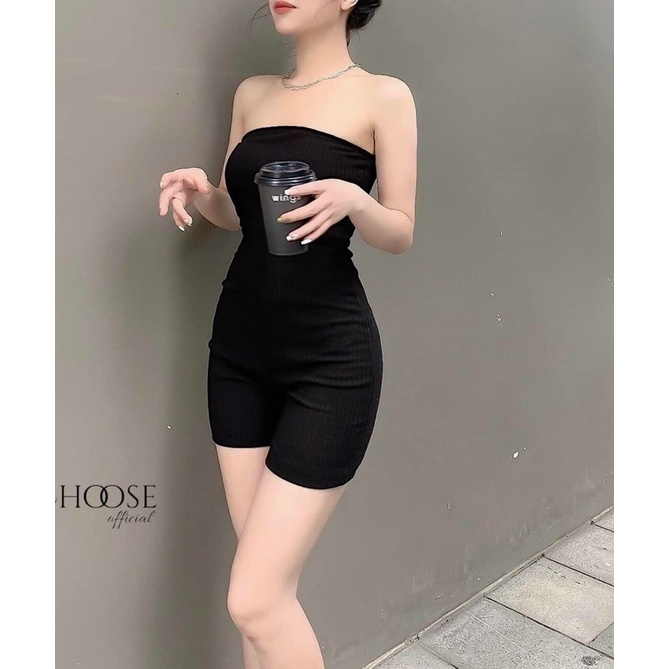 Jumsuit ngố trơn kèm mút ngực, set ống sexy vải loại 1 - 25 Store