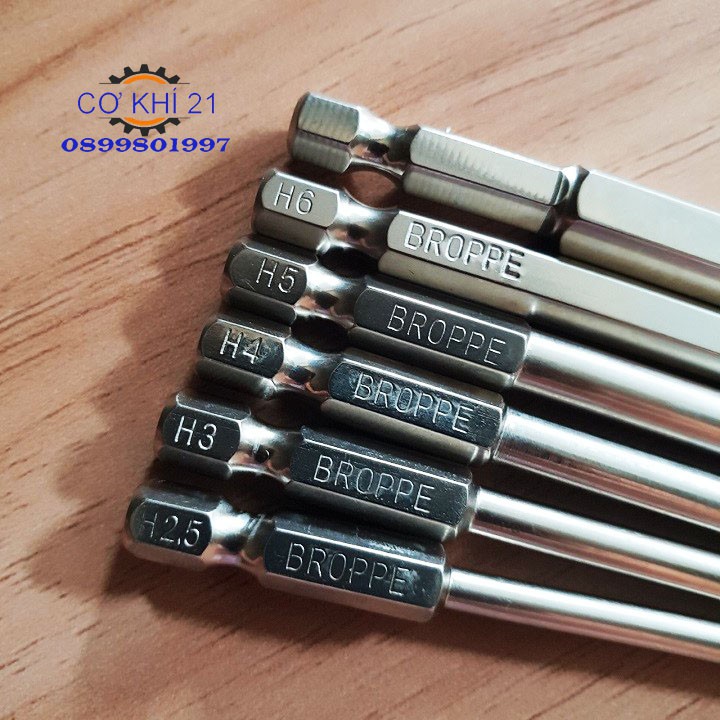 Bộ 6 đầu lục giác dài 100mm dành cho khoan, máy bắn vít