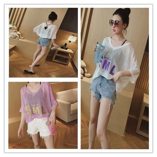 Set Áo Thun Tay Ngắn Cổ Chữ V + Quần Yếm Dáng Rộng Thiết Kế Mới Thời Trang
