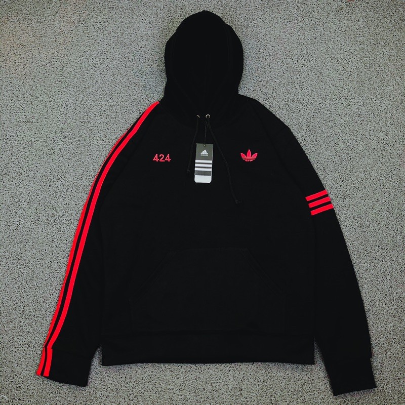 Áo Khoác Hoodie Adidas X 424 Màu Đỏ Phối Sọc Hàng Nhập Khẩu