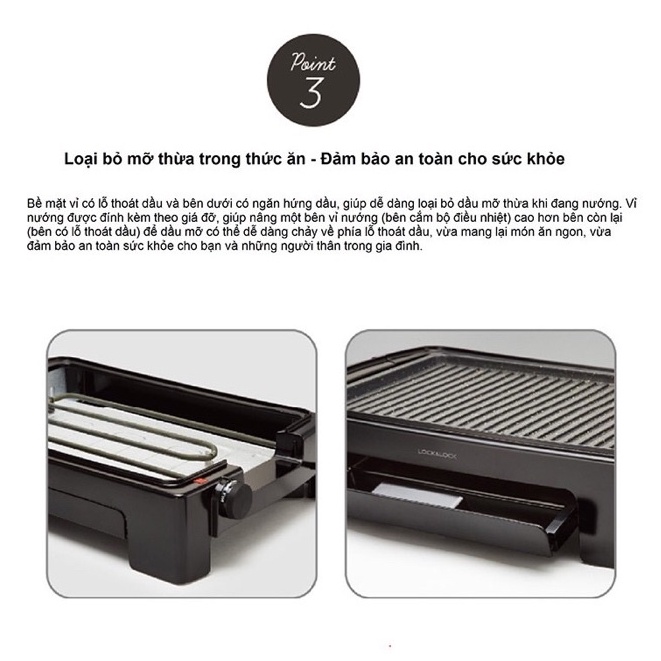 Bếp nướng điện Lock&Lock EJG221 vỉ nướng điện không khói bảo hành 12 tháng
