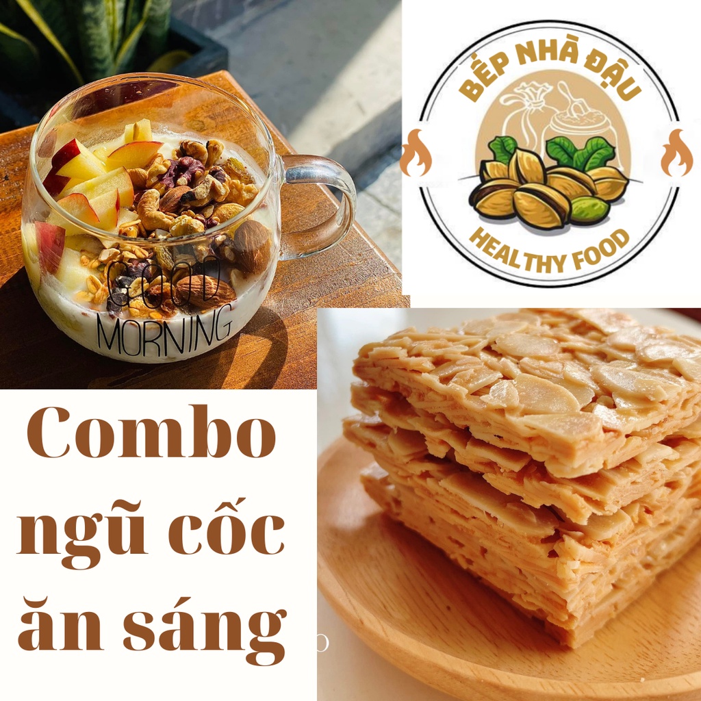 Combo ưu đãi Bánh Ngói Hạnh Nhân 250g và Granola 500g 5% yến mạch, combo ngủ cốc ăn sáng, ăn kiêng, giảm cân