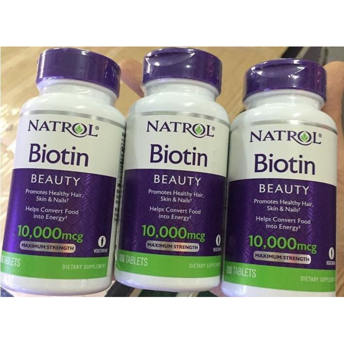 Natrol biotin 10000mcg là sản phẩm hoàn toàn tự nhiên nhập Mỹ