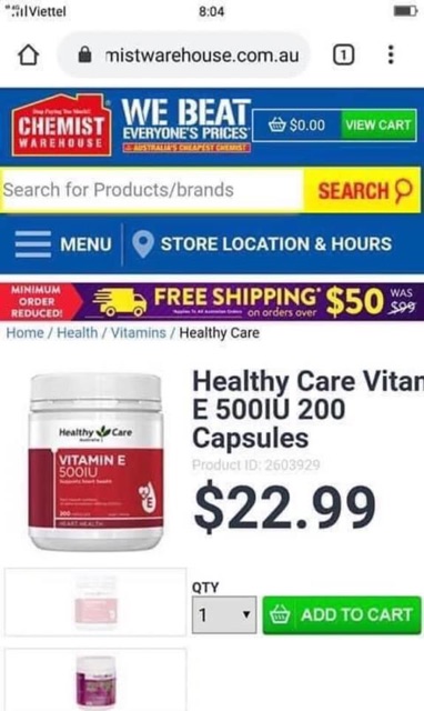 VITAMIN E HEALTHY CARE 500IU 200