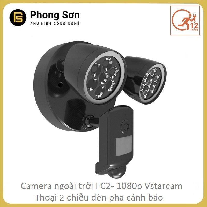 Camera IP wifi ngoài trời FC2 FHD 1080P Vstarcam Cảnh báo An Ninh Đèn Pha máy ảnh , Còi Báo Động và đàm thoại 2 chiều