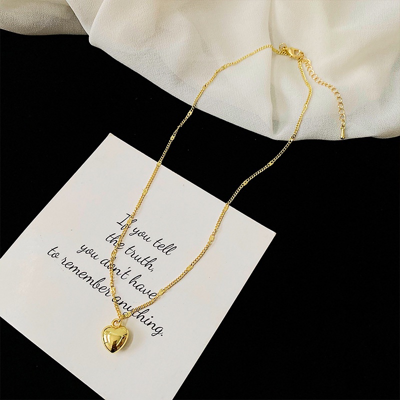 Vòng cổ Mặt Hình Tròn / Trái Tim Màu Vàng Thời Trang Hàn Quốc Cho Nữ