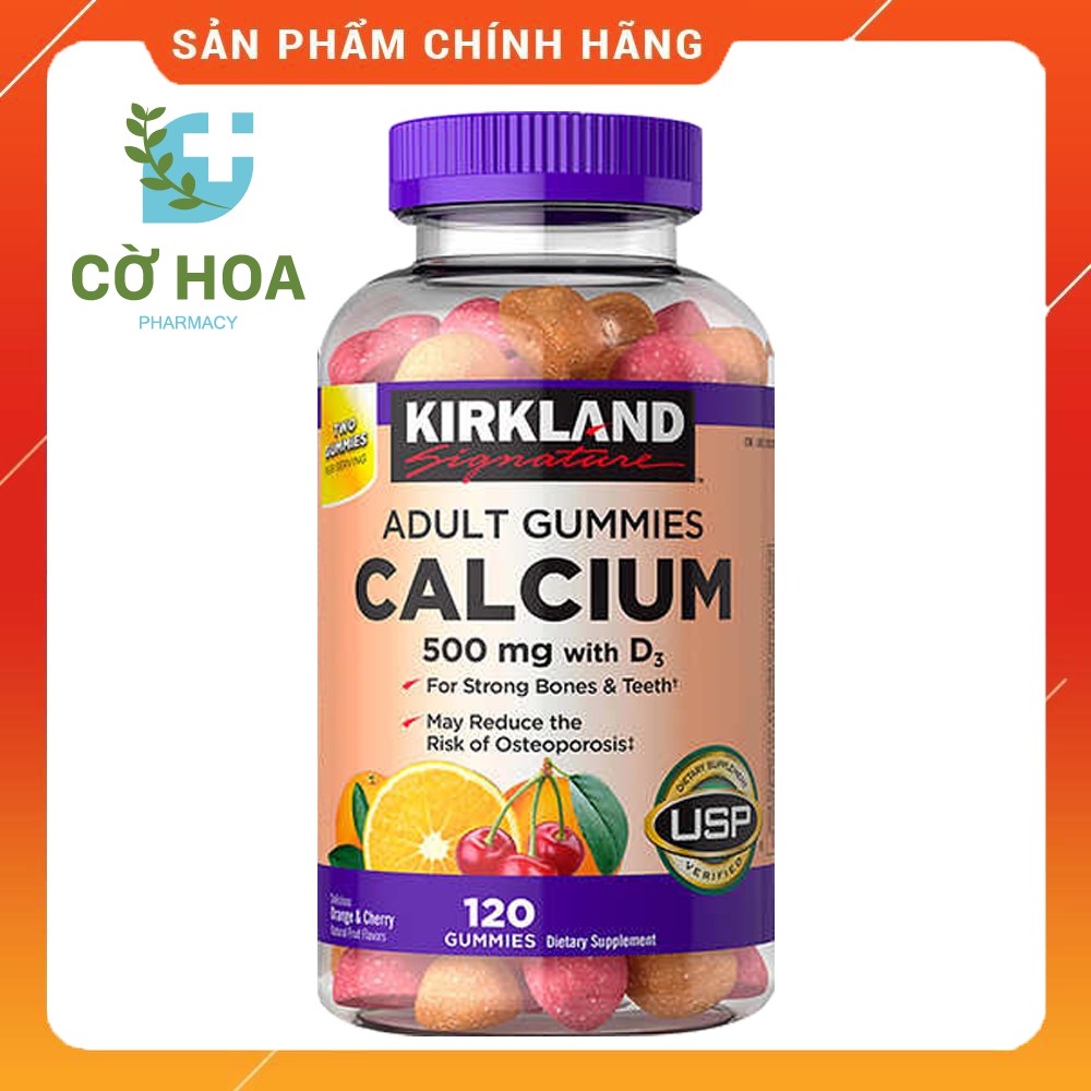 Kẹo dẻo bổ sung Canxi Kirkland Signature Calcium 500 mg with D3 - Hộp 120 viên