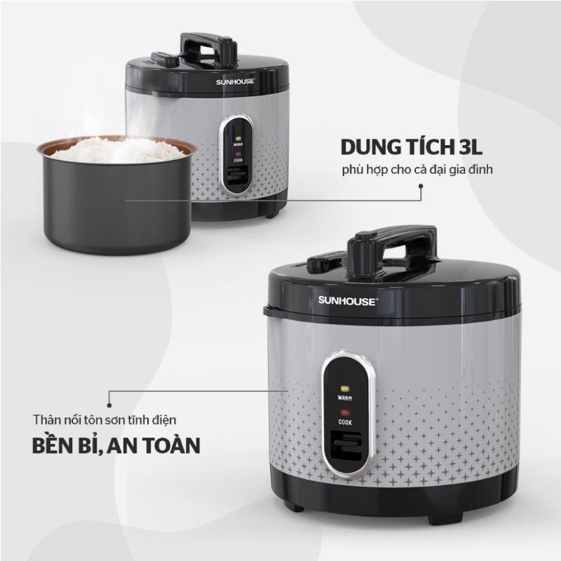 Nồi cơm điện Sunhouse SHD8306 3L hàng chính hãng bao lỗi đổi