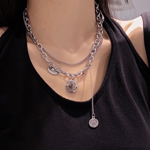 Set 2 dây chuyền nữ Madeline V11 mặt cười, tình yêu cực đẹp kiểu dáng thời trang cá tính
