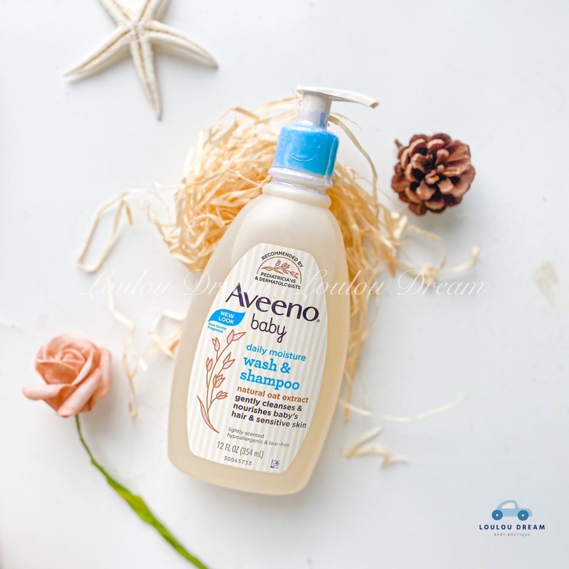 Sữa tắm gội toàn thân cho bé AVEENO Baby Wash &amp; Shampoo 354ml chiết xuất yến mạch tự nhiên [CHÍNH HÃNG US]