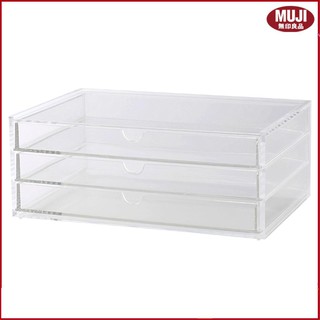 ( MUJI NHẬT BẢN ) HỘP MICA - L, 3 HỘC KÉO 25,5x17x10cm