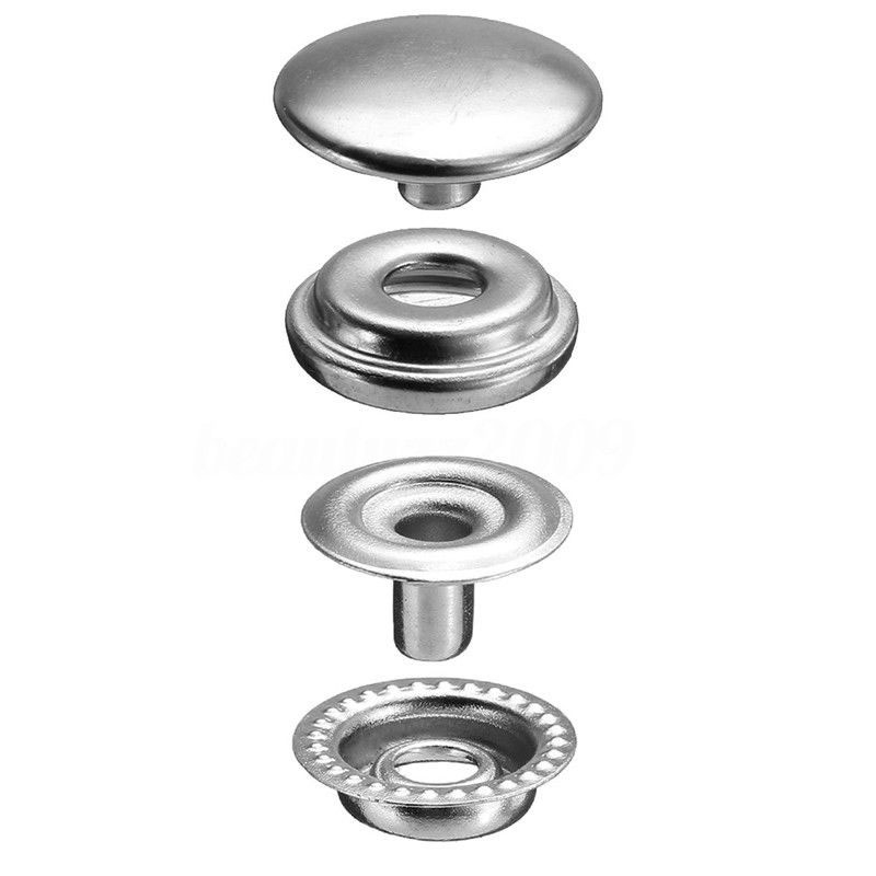 200 Pieces Stainless Steel Fastener Snap Set Button Stud Socket Eyel Marine Kit