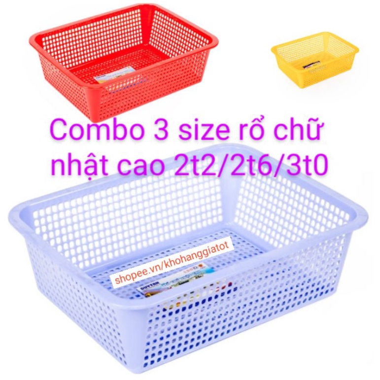 COMBO 3 SIZE RỔ CHỮ NHẬT CAO 2T2/2T6/3T0 DUY TÂN